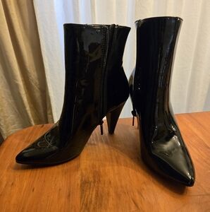 Sleek Black Patent Ankle Boots